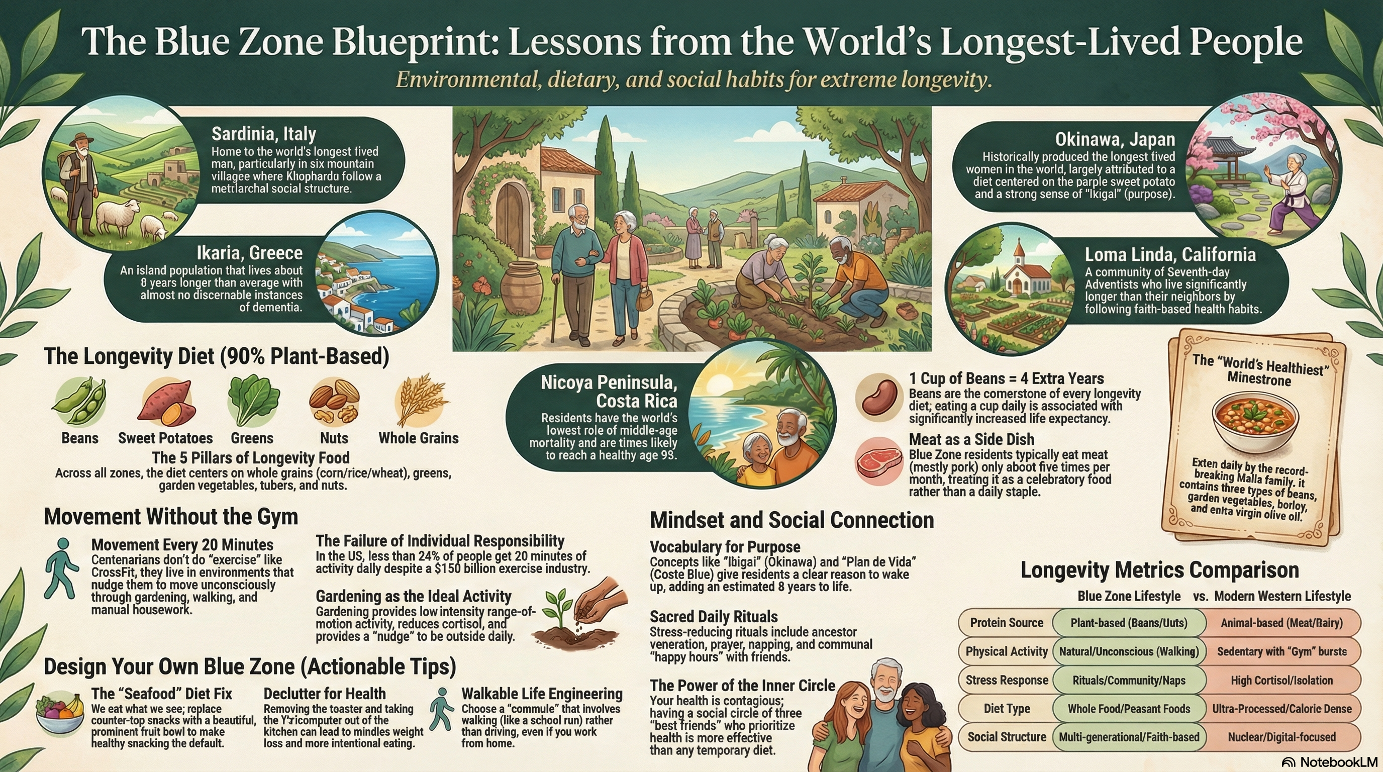 Full infographic showing Blue Zone features and timeline